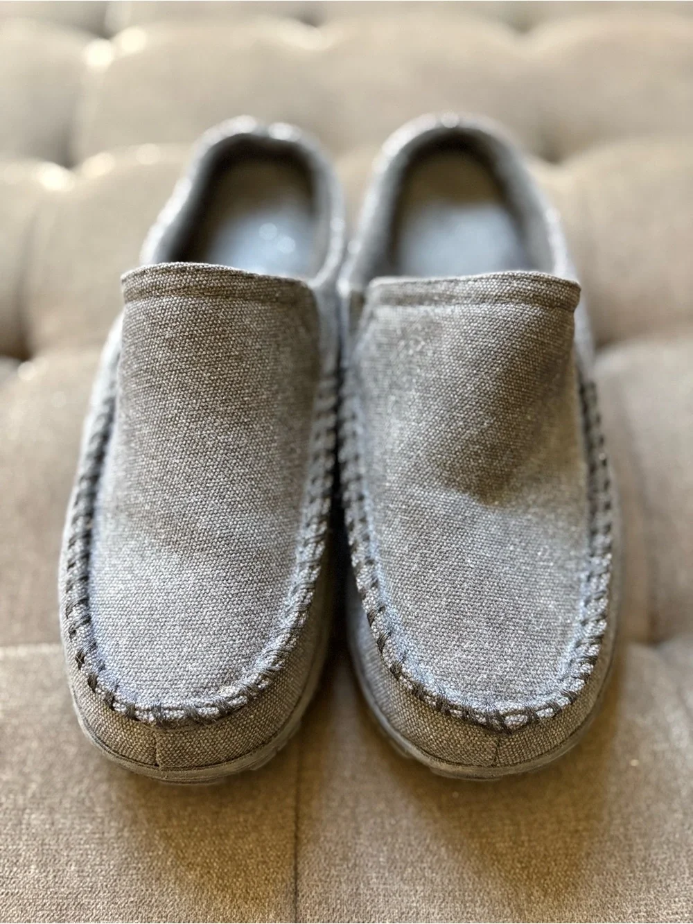 Men's Casual Canvas Loafers Slippers in Gray